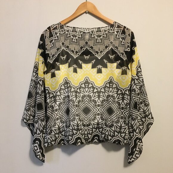 Alfani Modern Retro Trippy Print Bell Sleeve Cover Top & Cami - Picture 2 of 16